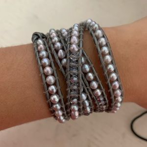 Chan Luu Silver Pearl Wrap Bracelet